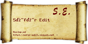 Sáfár Edit névjegykártya